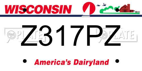 Z317PZ Wisconsin License Plate