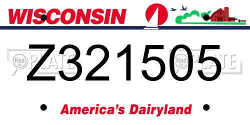 Z321505 Wisconsin License Plate