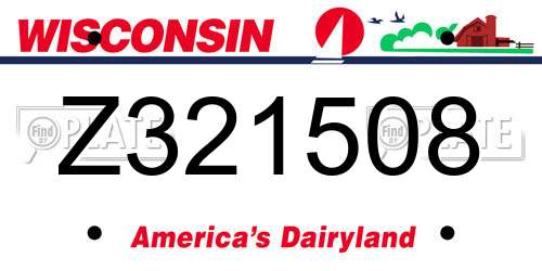 Z321508 Wisconsin License Plate