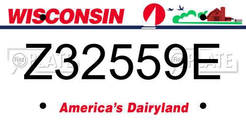 Z32559E Wisconsin License Plate