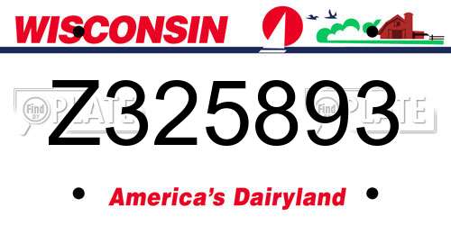 Z325893 Wisconsin License Plate