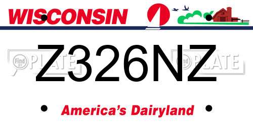 Z326NZ Wisconsin License Plate