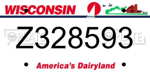 Z328593 Wisconsin License Plate