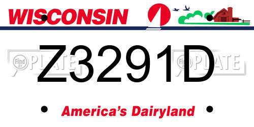 Z3291D Wisconsin License Plate