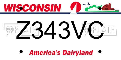 Z343VC Wisconsin License Plate