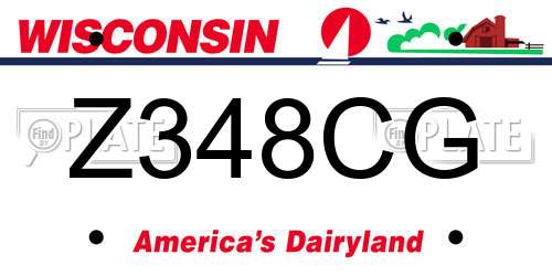 Z348CG Wisconsin License Plate