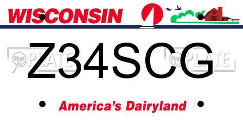 Z34SCG Wisconsin License Plate