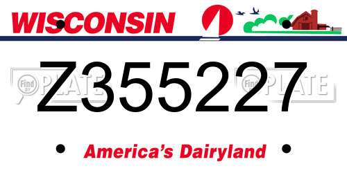 Z355227 Wisconsin License Plate