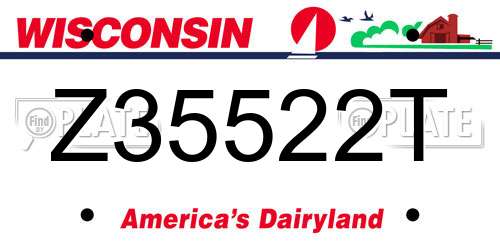 Z35522T Wisconsin License Plate