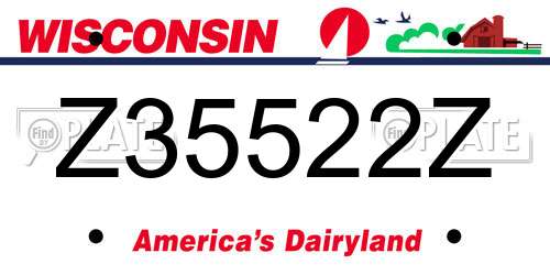 Z35522Z Wisconsin License Plate