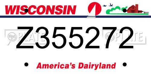 Z355272 Wisconsin License Plate