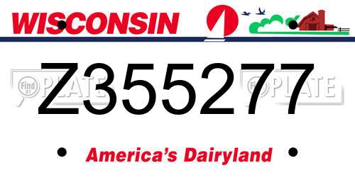 Z355277 Wisconsin License Plate
