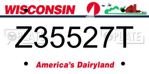Z35527T Wisconsin License Plate