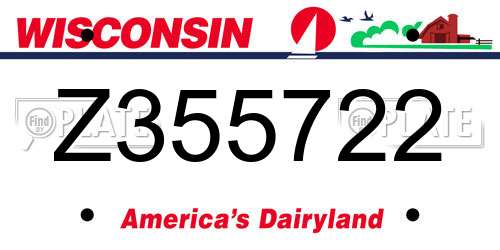 Z355722 Wisconsin License Plate