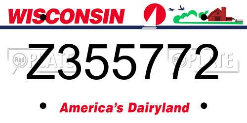 Z355772 Wisconsin License Plate
