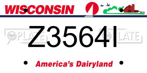 Z3564I Wisconsin License Plate