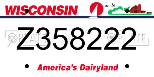 Z358222 Wisconsin License Plate