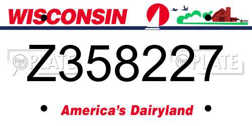 Z358227 Wisconsin License Plate