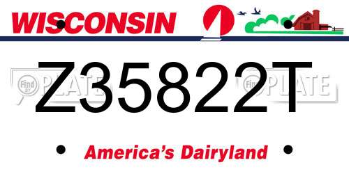 Z35822T Wisconsin License Plate