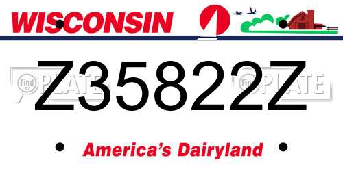 Z35822Z Wisconsin License Plate