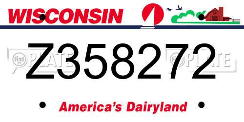 Z358272 Wisconsin License Plate