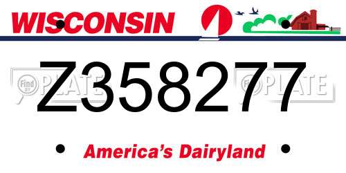 Z358277 Wisconsin License Plate