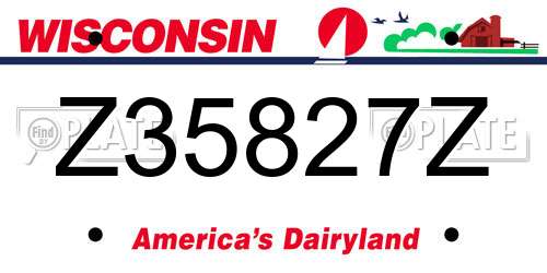Z35827Z Wisconsin License Plate