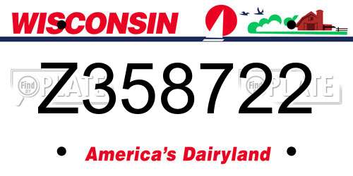 Z358722 Wisconsin License Plate
