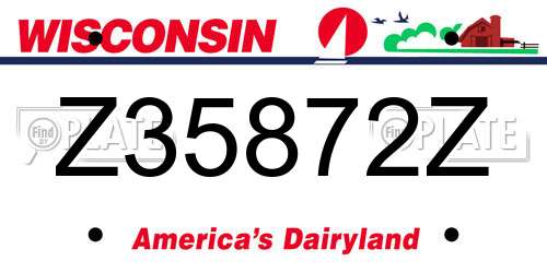 Z35872Z Wisconsin License Plate