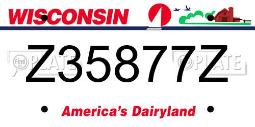 Z35877Z Wisconsin License Plate