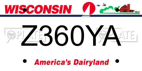 Z360YA Wisconsin License Plate
