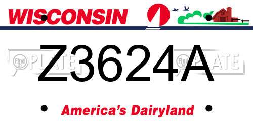 Z3624A Wisconsin License Plate