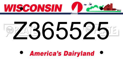 Z365525 Wisconsin License Plate