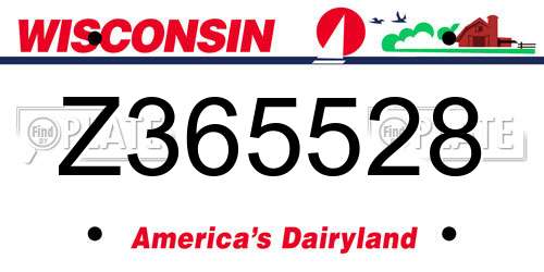 Z365528 Wisconsin License Plate