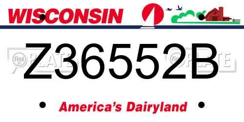 Z36552B Wisconsin License Plate