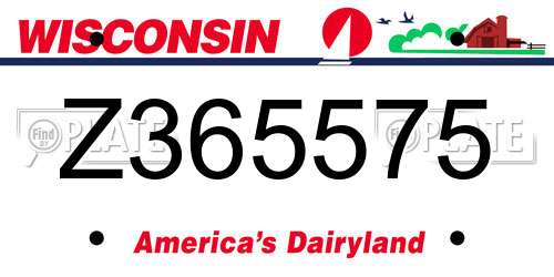 Z365575 Wisconsin License Plate