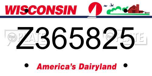 Z365825 Wisconsin License Plate