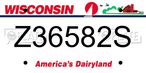 Z36582S Wisconsin License Plate