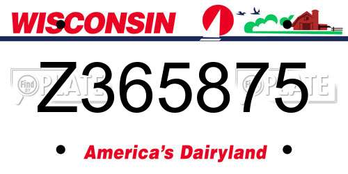 Z365875 Wisconsin License Plate
