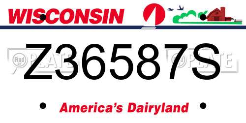 Z36587S Wisconsin License Plate