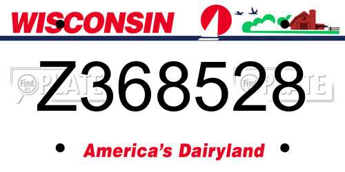 Z368528 Wisconsin License Plate