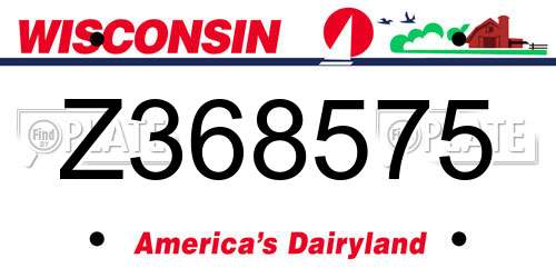 Z368575 Wisconsin License Plate