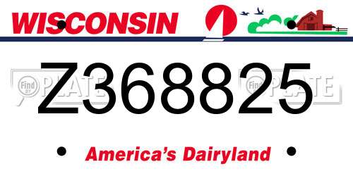 Z368825 Wisconsin License Plate