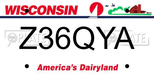 Z36QYA Wisconsin License Plate