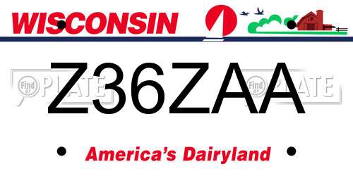 Z36ZAA Wisconsin License Plate