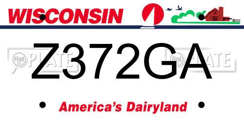 Z372GA Wisconsin License Plate