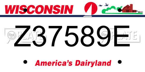 Z37589E Wisconsin License Plate