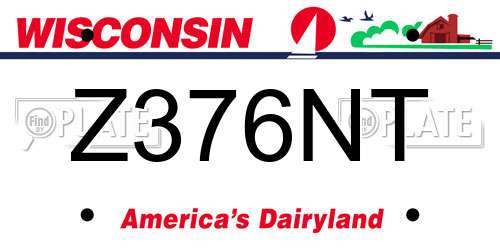 Z376NT Wisconsin License Plate