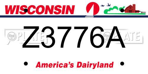 Z3776A Wisconsin License Plate