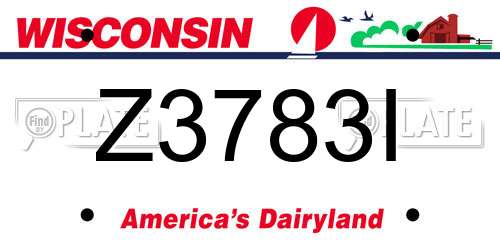 Z3783I Wisconsin License Plate